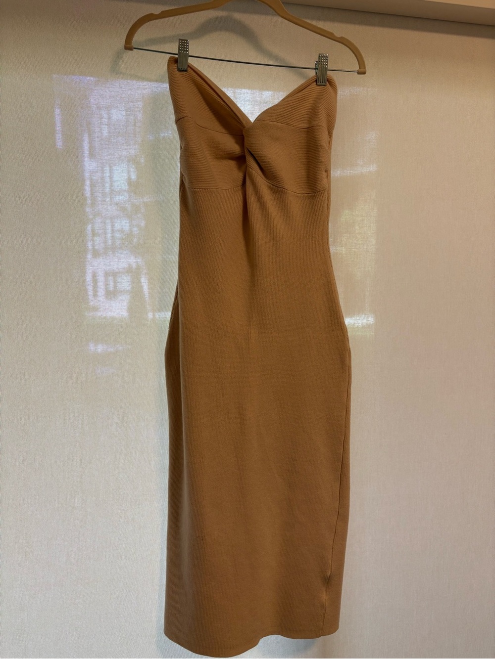 Strapless Twist-Front Bodycon Dress in Cream - Picture 3 of 3